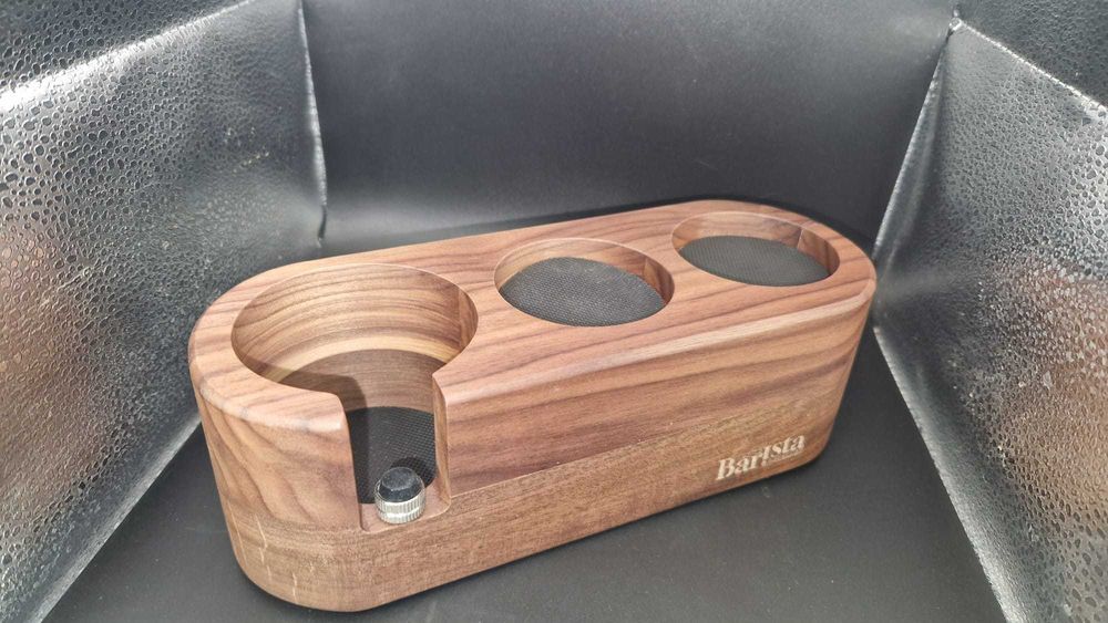 Barista stație de tamper din lemn de nuc - NOU 58mm