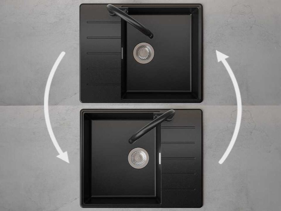 Черна кухненска гранитна мивка Копенхаген 50 Top 620х500