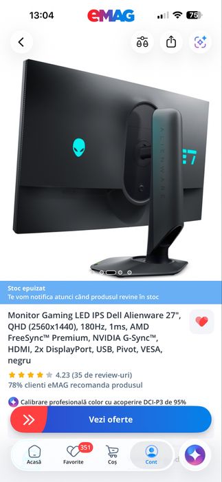 Monitor Alienware 27”