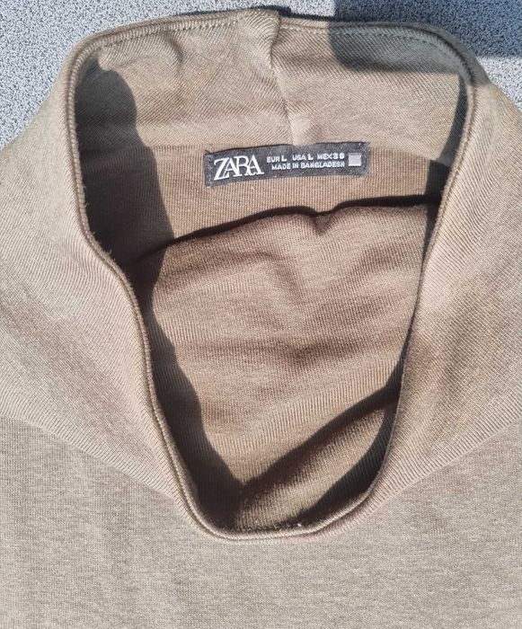 Rochie lungă ZARA mărimea L maro-kaki cu guler înalt