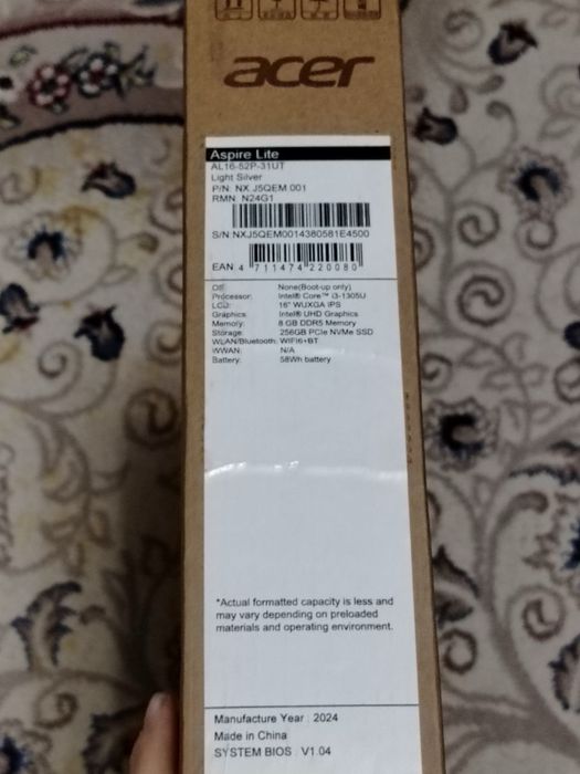 Notebook acer aspire lite holati ideal. 3 hafta ishlatilgan