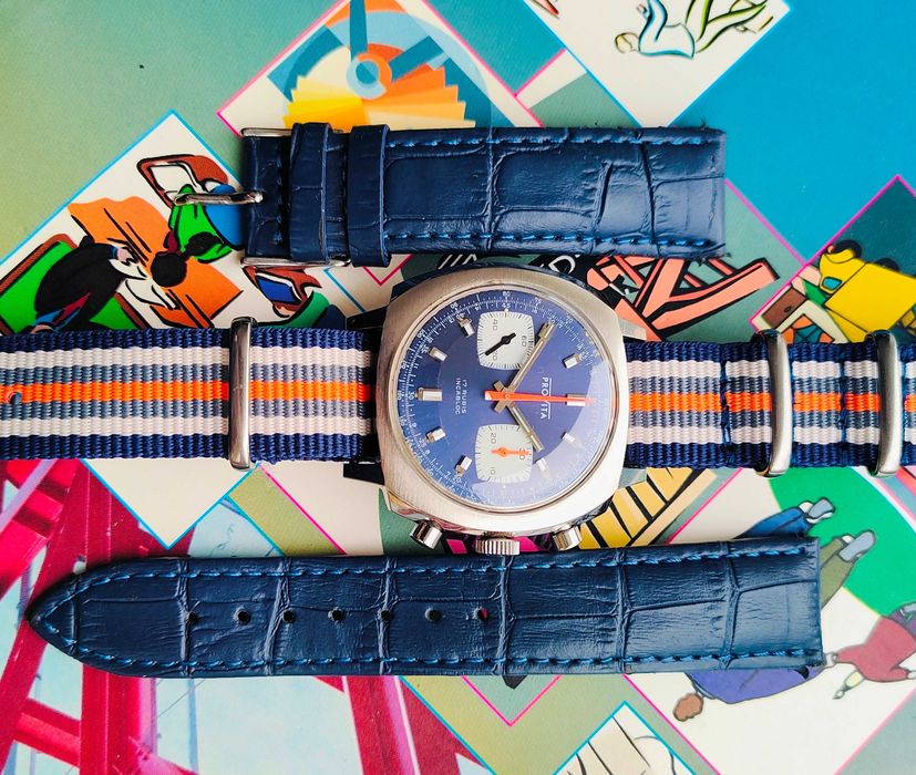 Ceas Cronograf Provita cal Elvetian Valjoux 7733 Otel 39mm accesoriu