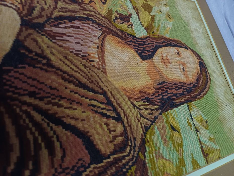 Goblen Mona Lisa lucrat manual cu punct clasic italian