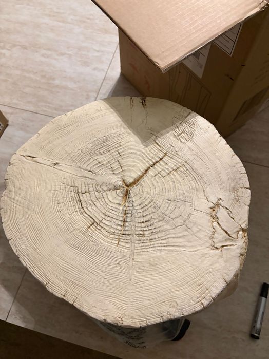 Masuta de cafea tip buturugă masa laterala din MGO, măsuță cafea interior/exterior, aspect lemn natural