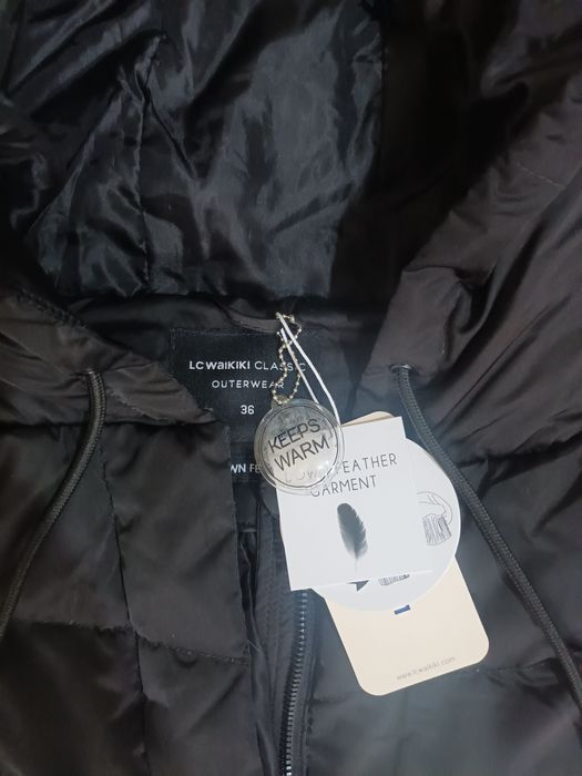 Дамско ново зимно яке с гъши пух черно размер S