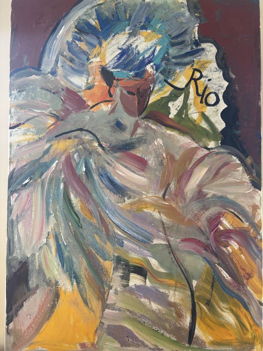 Tablou pictat manual – Dansatoare Rio – acril pe pânză pe șasiu de lemn – 50 × 70 cm