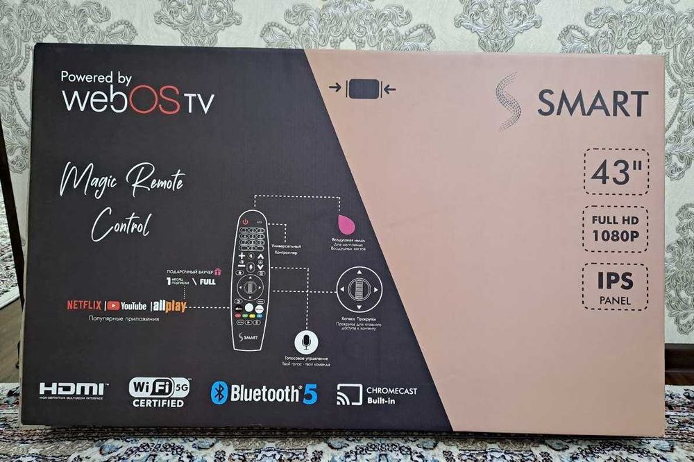 ТV (LG)"Ssmart" 43 Smart TV / Full HD/ WEB OS / Безрамочный