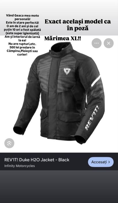 Geaca Moto Rev’IT ; cititi ce am scris in poza! Mărimea  XL!