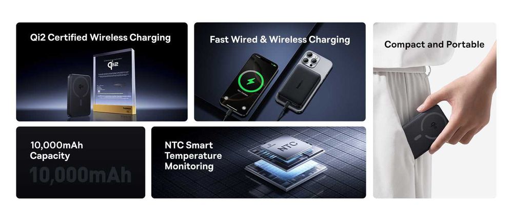 ДОСТАВКА! Baseus EnerFill FM12 Qi2 - беспроводной Magsafe Powerbank