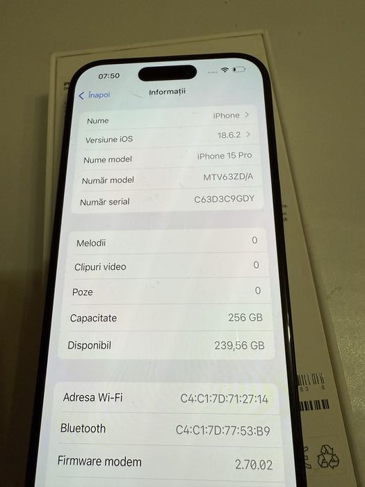 iPhone 15 Pro , 256 GB , Blue Titanium