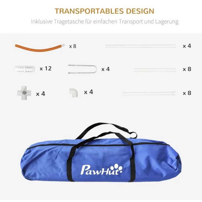 Комплект за аджилити PawHut за кучета, 4 части, вкл. чанта за носене