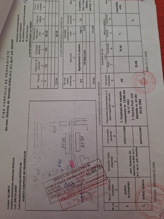 Vând apartament 4 camere Slobozia jud Ialomita