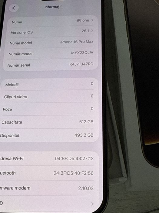 Iphone 16 Pro Max 512Gb ca Nou Baterie 100%