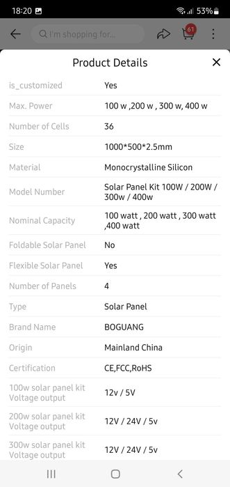 Kit mobil 4 panouri fotovoltaice flexibile -400w
