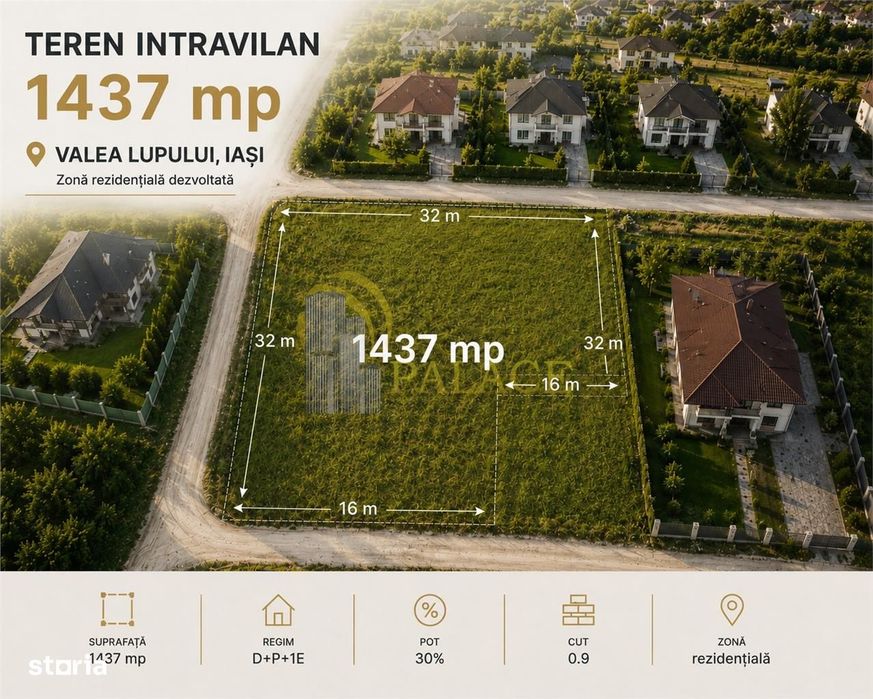 Teren intravilan 1.437 mp,  Valea Lupului, zona rezidentiala