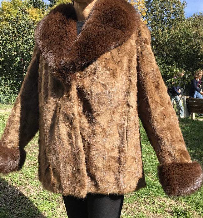Палто норка и естествен косъм лисица L