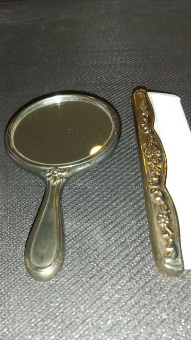 Set obiecte de toaleta Vintage, Silver plated, stil Art Nouveau