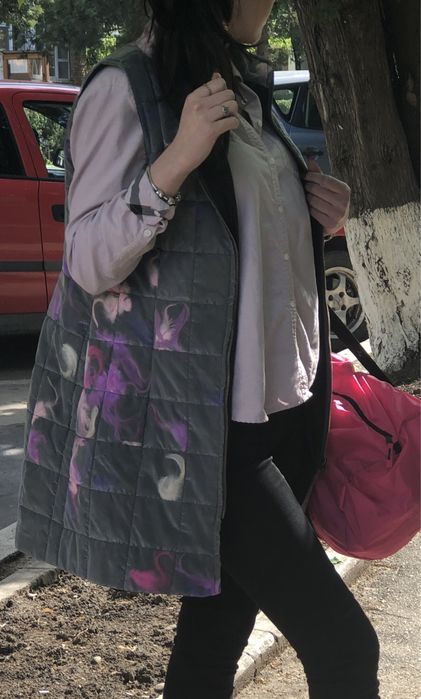 Vesta dama de fas cu pene roz cu gri