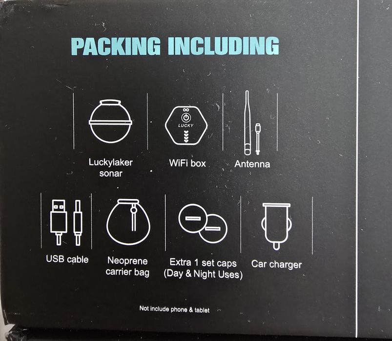 Lucky FF916 WiFi риболовен сонар, обхват 150 м, батерия, черен
