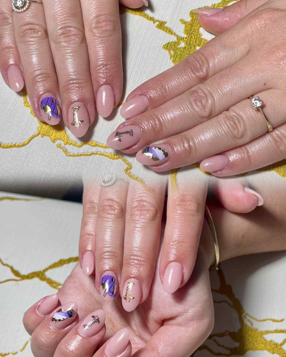 Unghii cu gel ,oja semi , tips , pedichiura