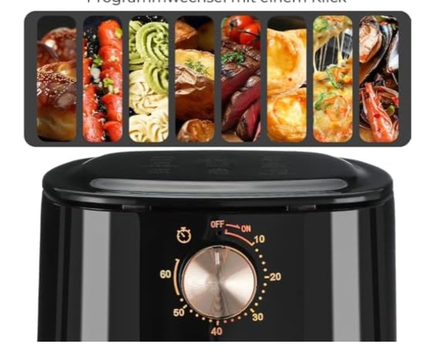 Air flyer Oyajia Friteuză cu aer cald de 5,5 l cu buton rotativ