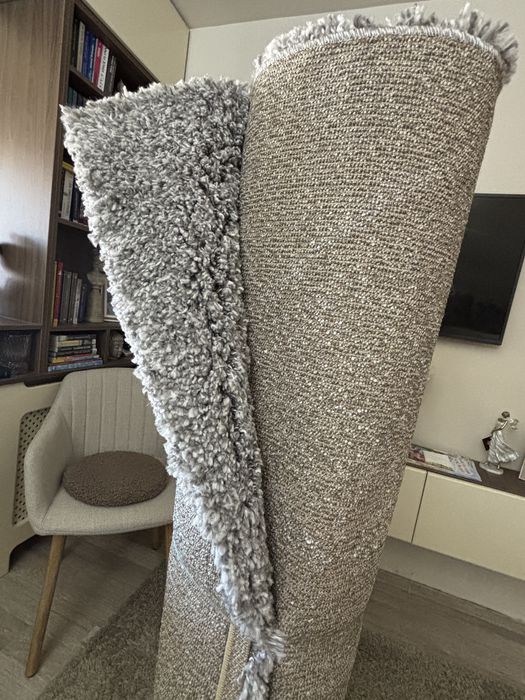 Covor shaggy cu fir gros/ lung gri 150/230 cm