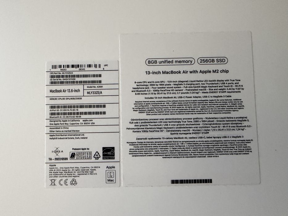 MacBook Air 13” Apple M2 | 8 GB RAM | 256 GB SSD