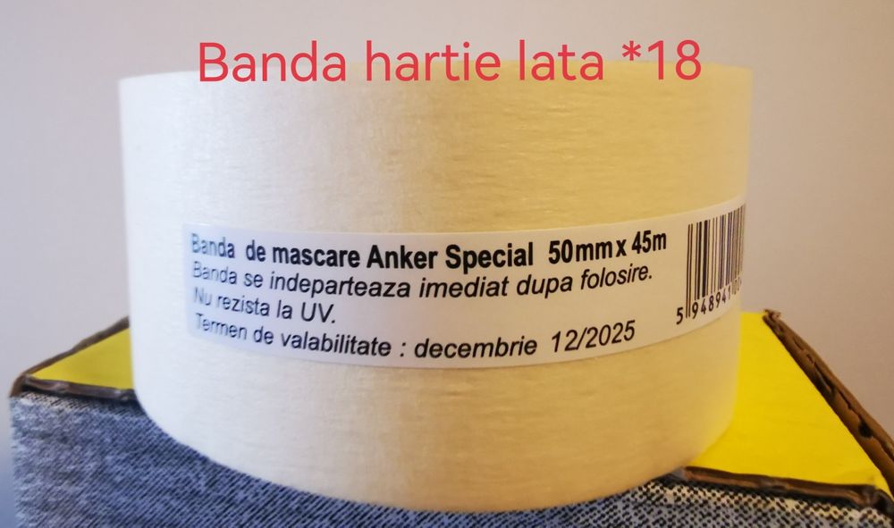 Banda hartie Anker 50 mm/45 metri, 25 mm/45 metri, Dubla adeziva 50mm