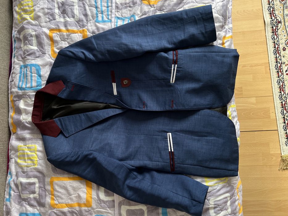 мужской пиджак синий в клетку 12 лет