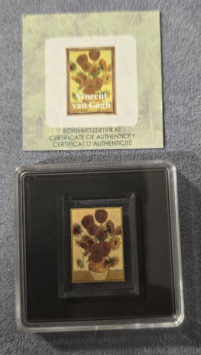 Винсент ван Гог „Слънчогледи“ – Златна монета 999 (1/500 oz)