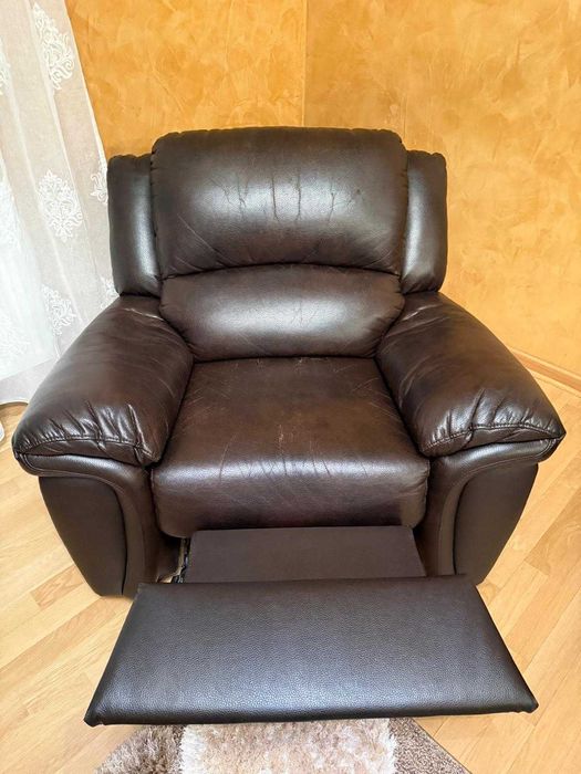 Canapele + fotoliu din piele naturală 3 piese