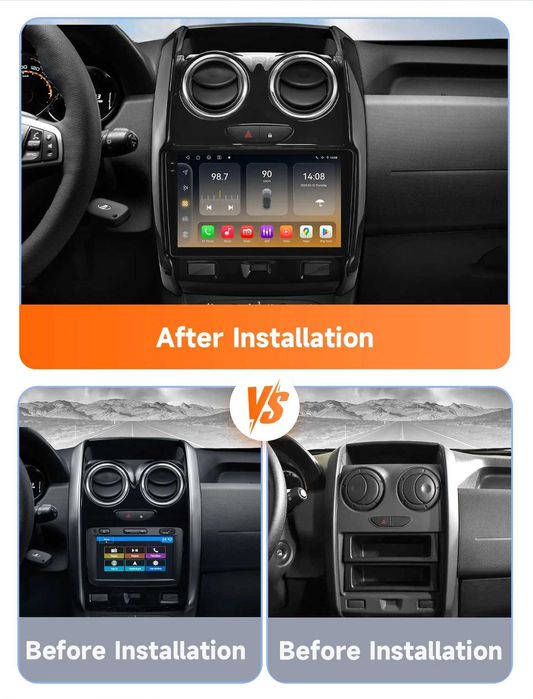 Мултимедия 9″ Android 14 за DACIA DUSTER I CARPLAY навигация RDS DSP