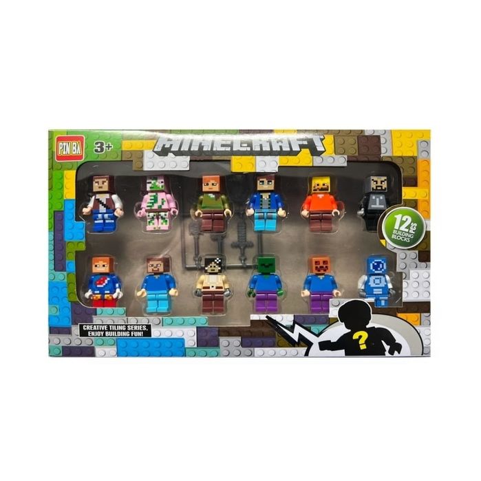 Комплект от 12 Фигурки тип Майнкрафт с оръжия  разноцветни