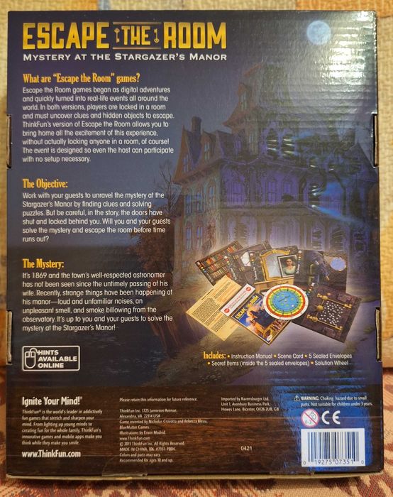 Joc escape the room Mystery at the Stargazer's Manor, lb. engleza