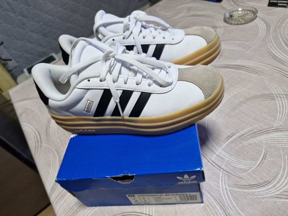 Adidasi Adidas albi piele
