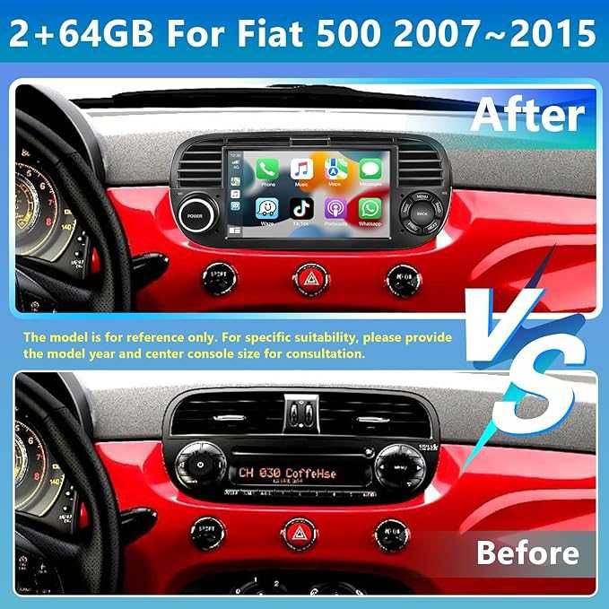Radio auto 2+64G Carplay pentru Fiat 500 2007-2015