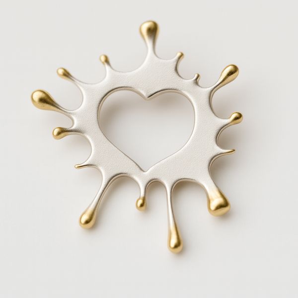 Сребърен медальон 925 „Сърце-пръски“ – талисман на творческата енергия