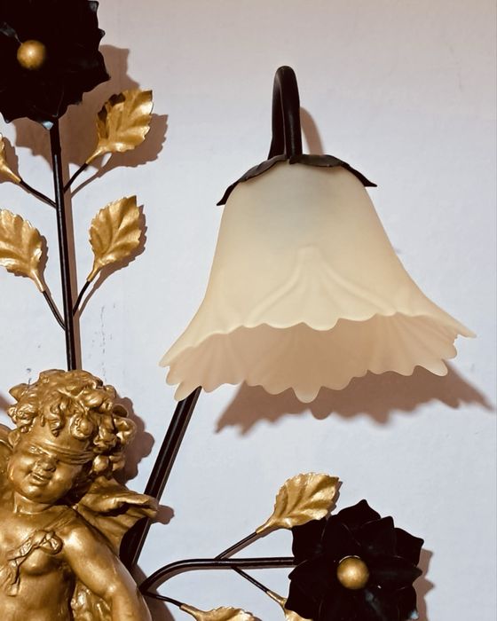 Луксозен стенен аплик с ангел – бароков стил, позлатена