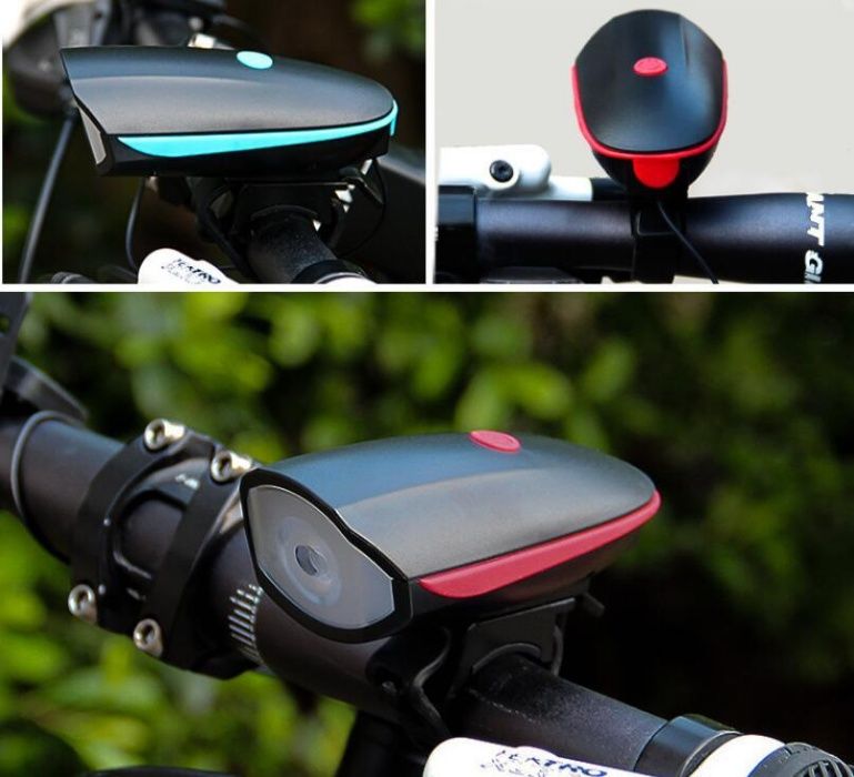 Предна LED светлина за велосипед с USB зареждане и Електронен звънец