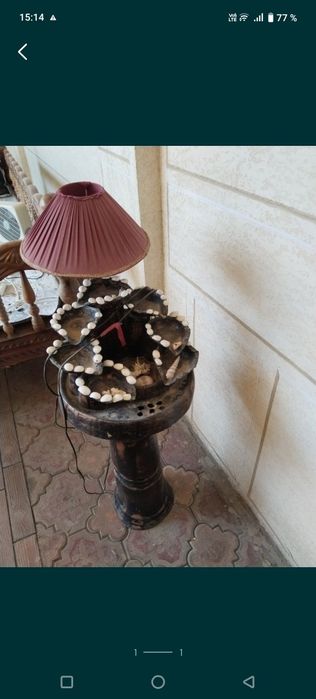 Водопад с лампой декор для сада