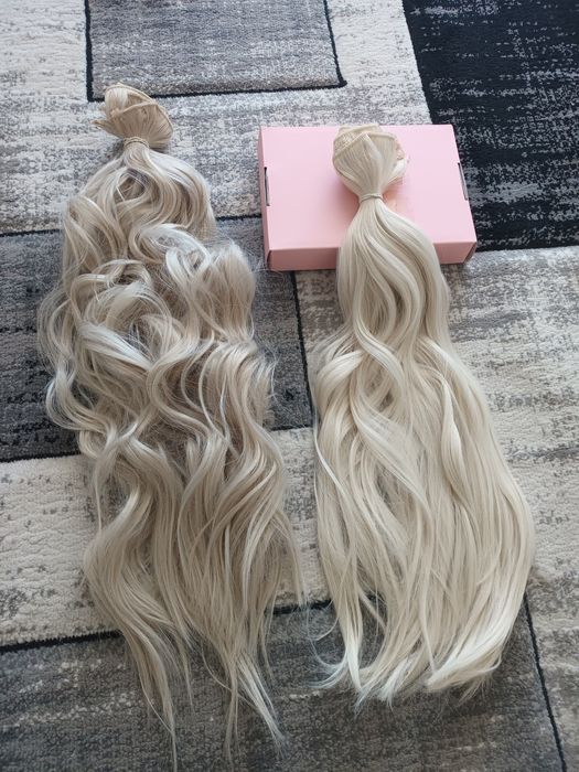 O bijuterie clip on ,extensii de par blond 60 cm si 50 cm