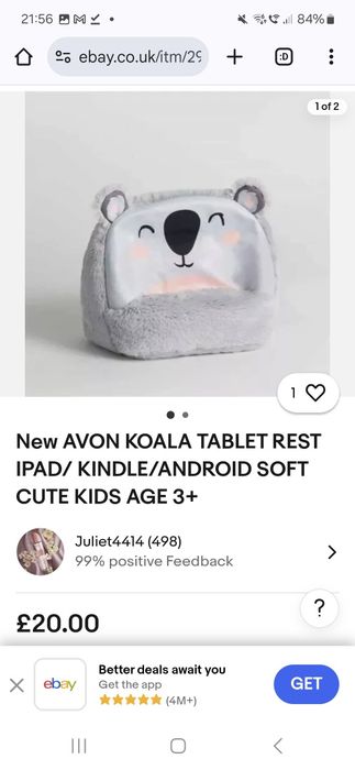 Suport pentru tableta/telefon/kindle/carti tip perna Koala Avon