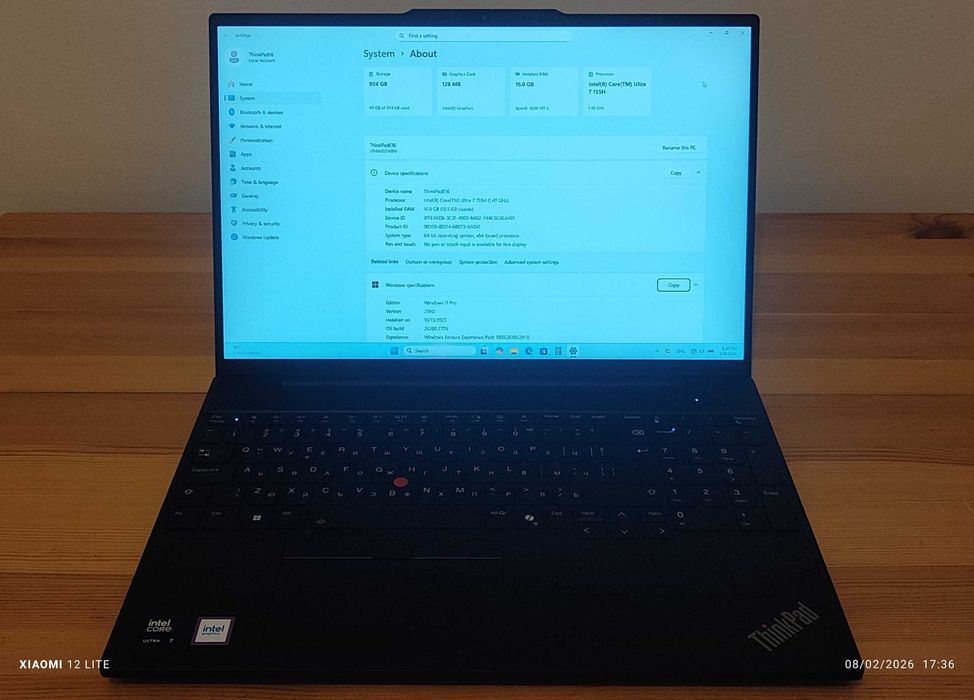 Lenovo ThinkPad E16 G4, 16'inch, ICU7, 16GB RAM 1TB SSD, черен