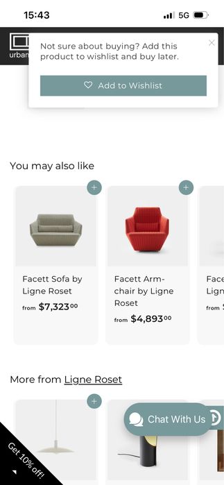 Ligne Roset Facett дизайнерски винтидж кожени мебели в бял цвят
