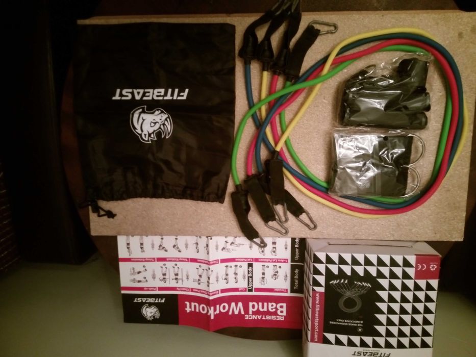 Set Fitness FitBeast – 4 Benzi Elastice + Accesorii (Nefolosite)