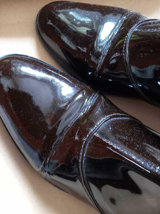 Ghete dama uzate piele lacuita maro 39