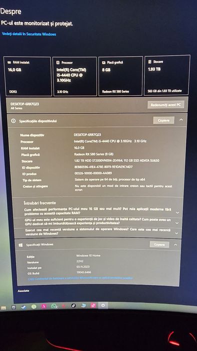 Unitate PC Gaming RX 580
