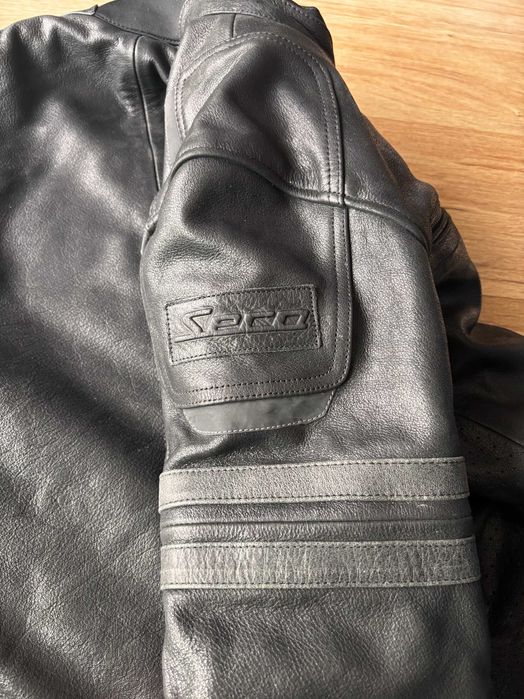 Geaca moto piele SECA Hornet II black + Protectie spate D30 VIPER PRO