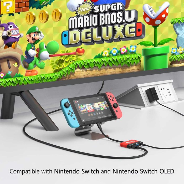 Докинг станция GKEAPZA Switch за Nintendo Switch/OLED Switch, 3-в-1