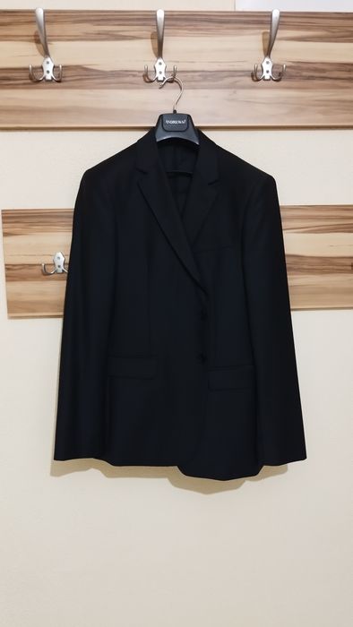 Чисто нов черен мъжки костюм Andrews. Вълна. Размер 48